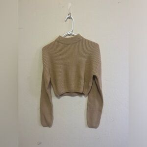 H&M divided tan beige light brown mock neck sweater size XS